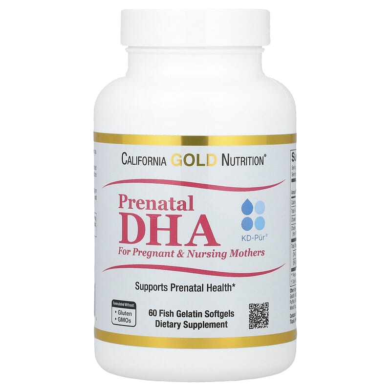 California Gold Nutrition, Prenatal DHA, Omega-3 Fatty Acids DHA and EPA plus Choline for Pregnant and Nursing Mothers, 900 mg, 60 Fish Gelatin Softgels (450 mg per Softgel)