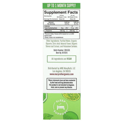 MaryRuth's, L-Theanine Liquid Drops, Lemon Lime, 200 mg, 2 fl oz (60 ml)