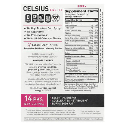 Celsius, Live Fit, Berry, 14 On-The-Go Packets, 0.18 oz (5.11 g) Each