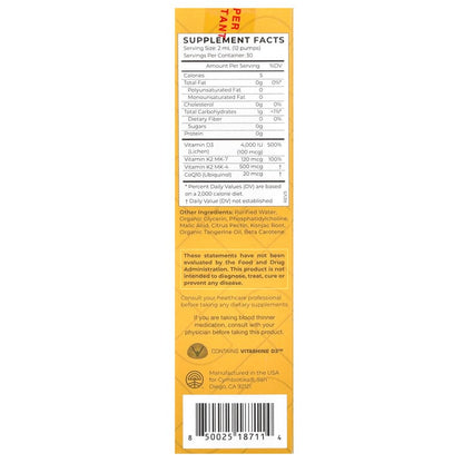 Cymbiotika, D3+K2+CoQ10, Liposomal Delivery, Tangerine, 4,000 IU, 2 fl oz (60 ml)