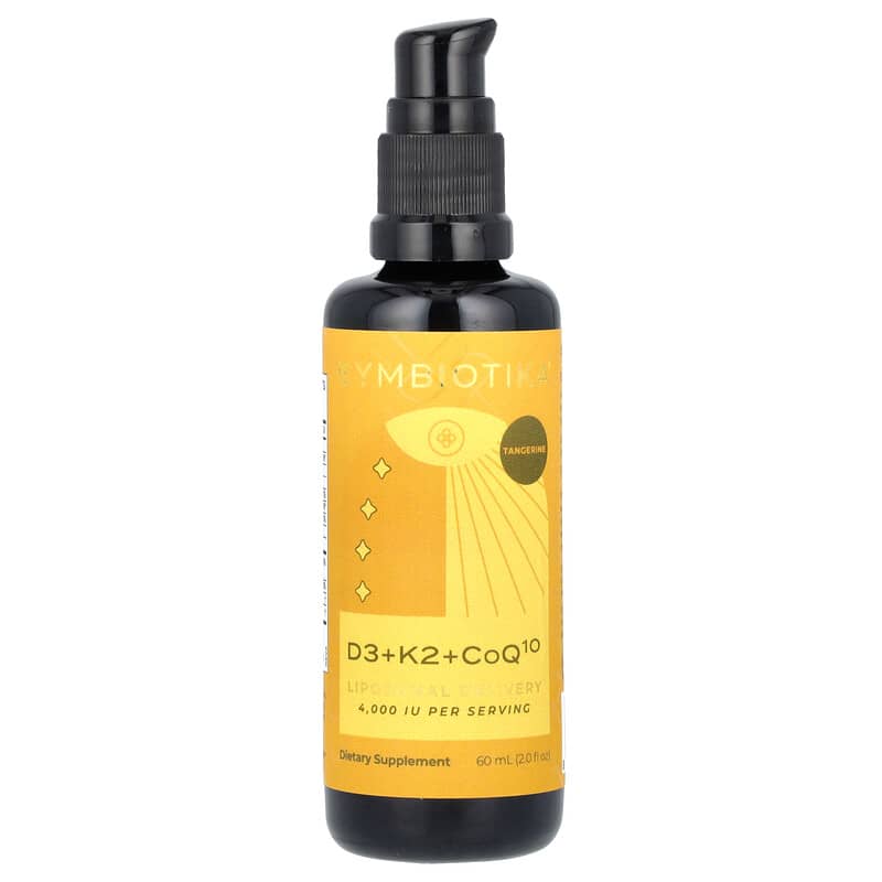 Cymbiotika, D3+K2+CoQ10, Liposomal Delivery, Tangerine, 4,000 IU, 2 fl oz (60 ml)