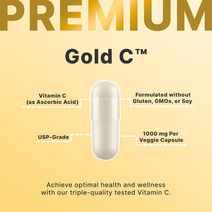 California Gold Nutrition, Gold C™, USP Grade Vitamin C, 1,000 mg, 60 Veggie Capsules
