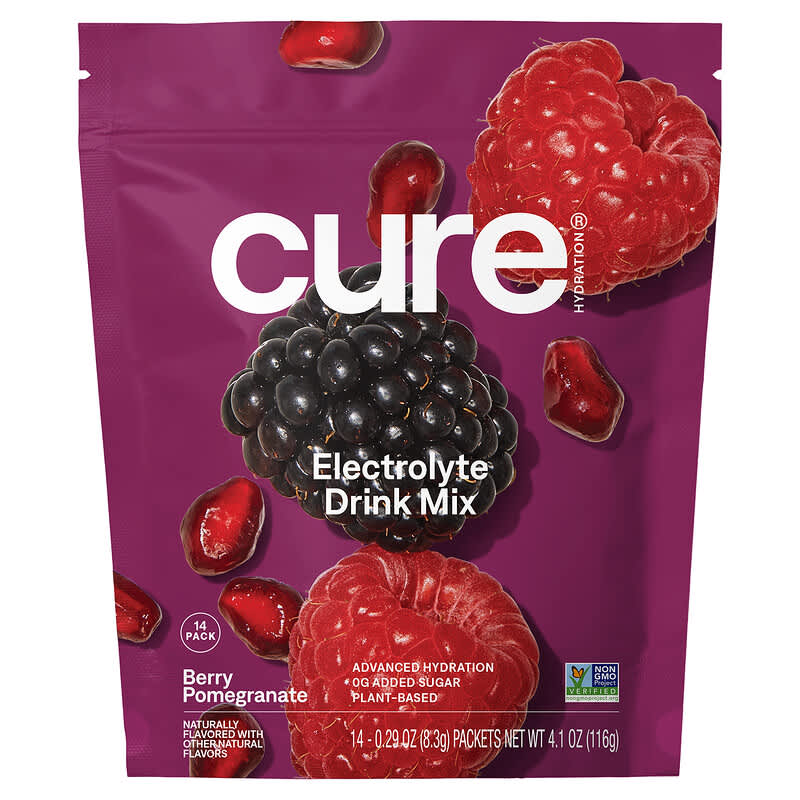 Cure Hydration, Hydrating Electrolyte Mix, Berry Pomegranate, 14 Packets, 0.29 oz (8.3 g) Each