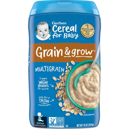Gerber, Cereal for Baby, Grain & Grow, 2nd Foods, MultiGrain, 16 oz (454 g)