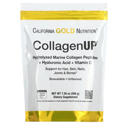 California Gold Nutrition, CollagenUP®, Hydrolyzed Marine Collagen Peptides with Hyaluronic Acid and Vitamin C, Unflavored, 7.26 oz (206 g)