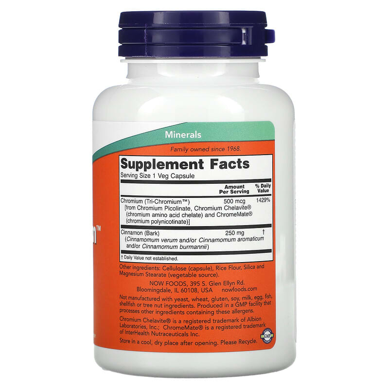 NOW Foods, Tri-Chromium, 500 mcg, 180 Veg Capsules