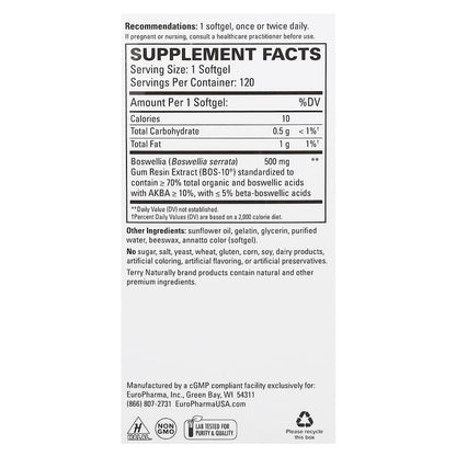 Terry Naturally, BosMed 500, Advanced Boswellia, Extra Strength, 500 mg, 120 Softgels
