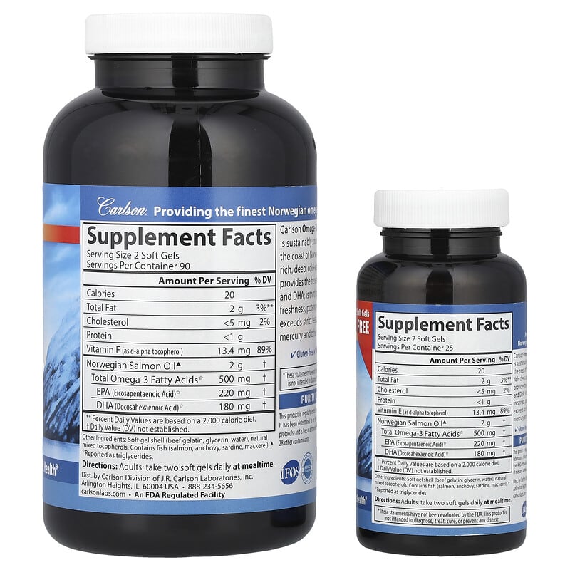 Carlson, Omega-3 Enriched Salmon Oil, 230 Soft Gels