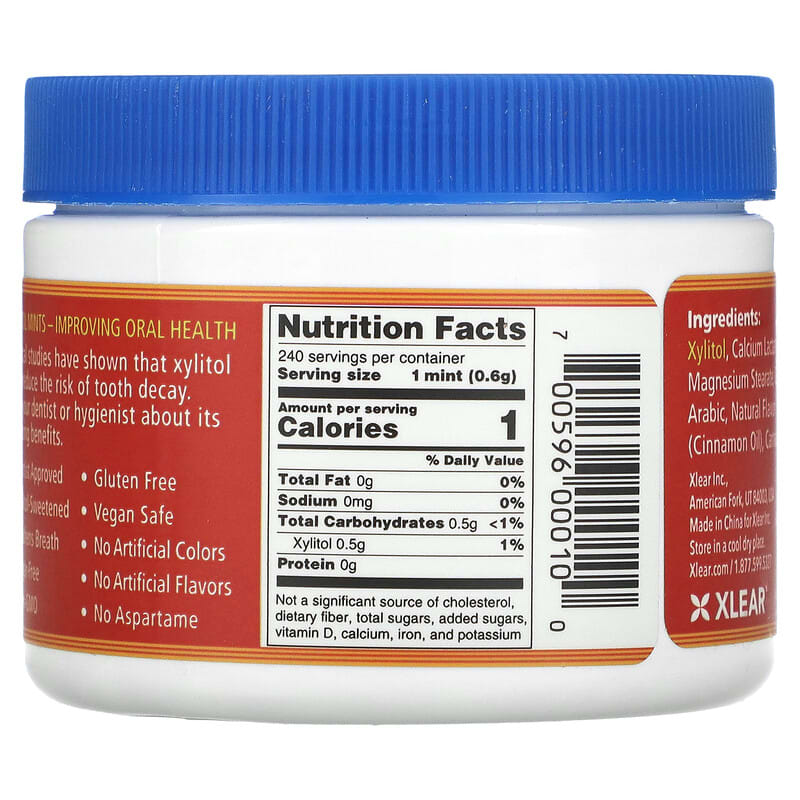 Xlear, Spry, Cinnamon Mints, Sugar Free, 240 Pieces