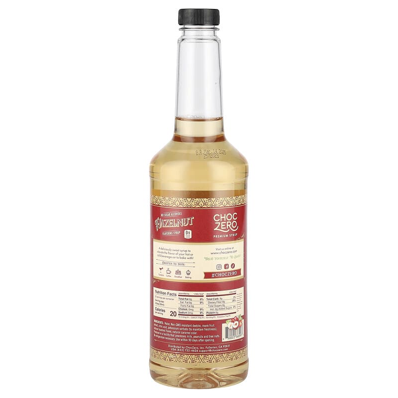 ChocZero, Premium Syrup, Hazelnut, Sugar Free, 26.5 oz (750 ml)