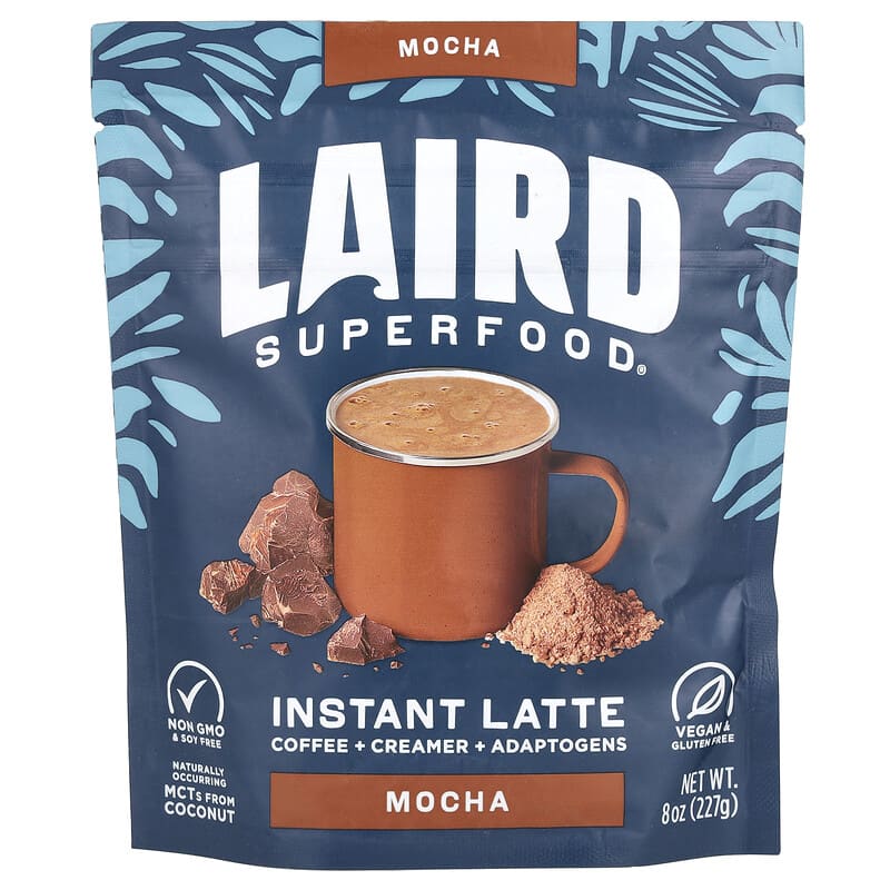 Laird Superfood, Instant Latte, Coffee + Creamer + Adaptogens, Mocha, 8 oz (227 g)