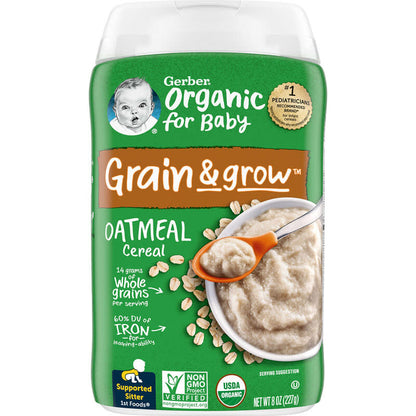 Gerber, Organic for Baby, Grain & Grow, 1st Foods, Oatmeal Cereal, 8 oz (227 g)