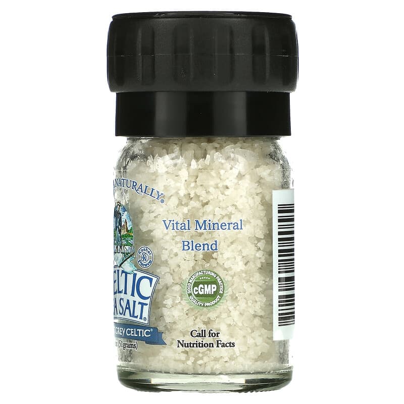 Celtic Sea Salt, Light Grey Celtic, Vital Mineral Blend, Mini Salt Grinder, 1.8 oz (51 g)