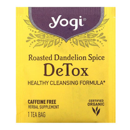 Yogi Tea, Detox, Roasted Dandelion Spice, Caffeine Free, 16 Tea Bags, 0.85 oz (24 g)