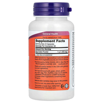 Now Foods, Bee Pollen Caps, 1,000 mg, 100 Capsules (500 mg per Capsule)