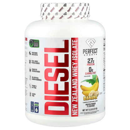 PERFECT Sports, Diesel, New Zealand Whey Isolate, Banana, 5 lb (2.27 kg)