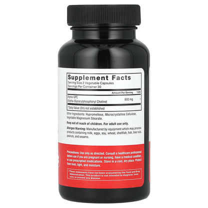 Force Factor, Alpha GPC, 600 mg, 60 Vegetable Capsules (300 mg per Capsule)