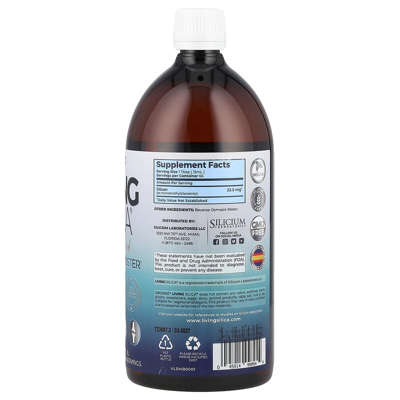 Silicium Laboratories, Orgono® Living Silica®, Collagen Booster, 22.5 mg, 33.8 fl oz (1 L)