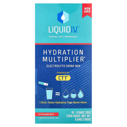 Liquid I.V., Hydration Multiplier®, Electrolyte Drink Mix, Strawberry, 10 Stick Packs, 0.56 oz (16 g) Each