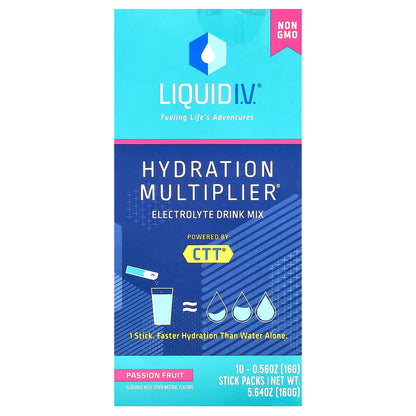 Liquid I.V., Hydration Multiplier, Electrolyte Drink Mix, Passion Fruit, 10 Stick Packs, 0.56 oz (16 g) Each