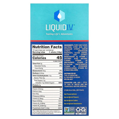 Liquid I.V., Hydration Multiplier®, Electrolyte Drink Mix, Strawberry, 10 Stick Packs, 0.56 oz (16 g) Each