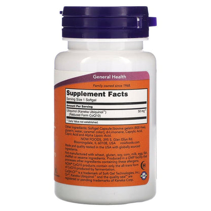 NOW Foods, Ubiquinol CoQH-CF, 50 mg, 60 Softgels