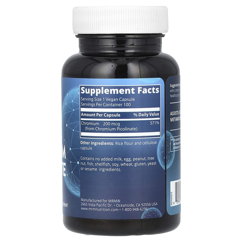 MRM Nutrition, Chromium Picolinate, 200 mcg, 100 Vegan Capsules