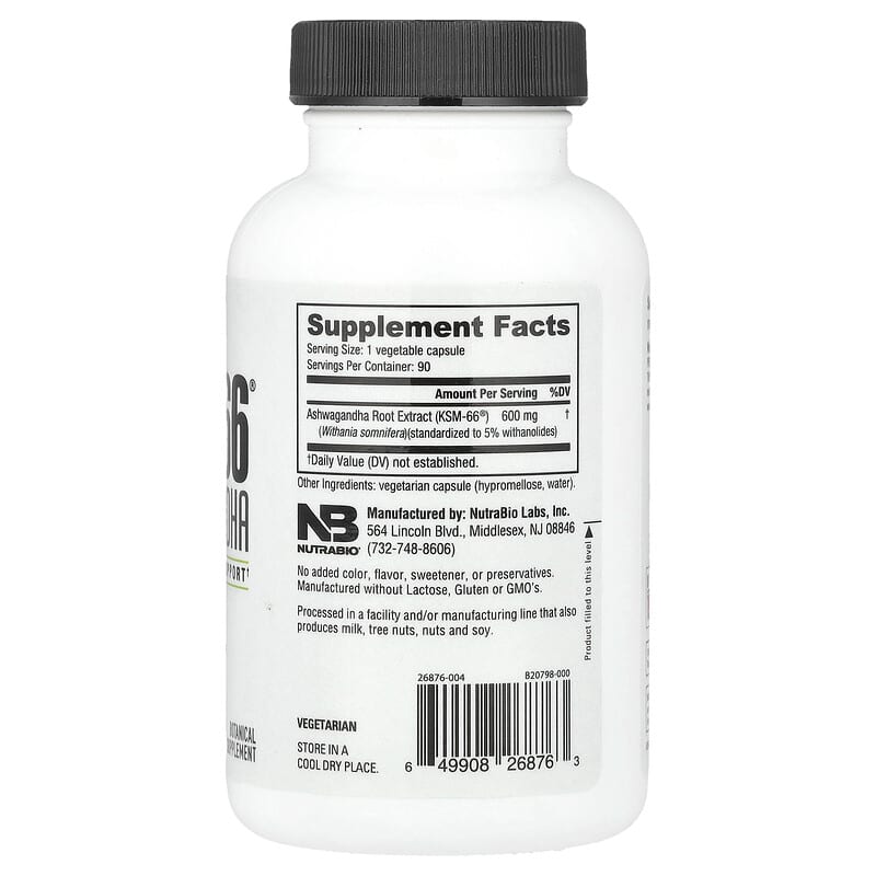 NutraBio, KSM-66®, Ashwagandha , 90 Capsules