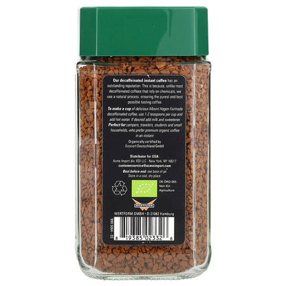 Mount Hagen, Organic Fairtrade Instant Coffee, Decaffeinated, 3.53 oz (100 gm