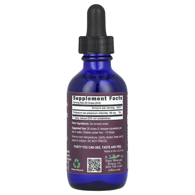 Eidon Ionic Minerals, Potassium, Liquid Concentrate, 99 mg, 2 oz (60 ml)