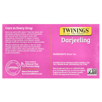 Twinings, Pure Black Tea, Darjeeling, 50 Tea Bags, 3.53 oz (100 g)