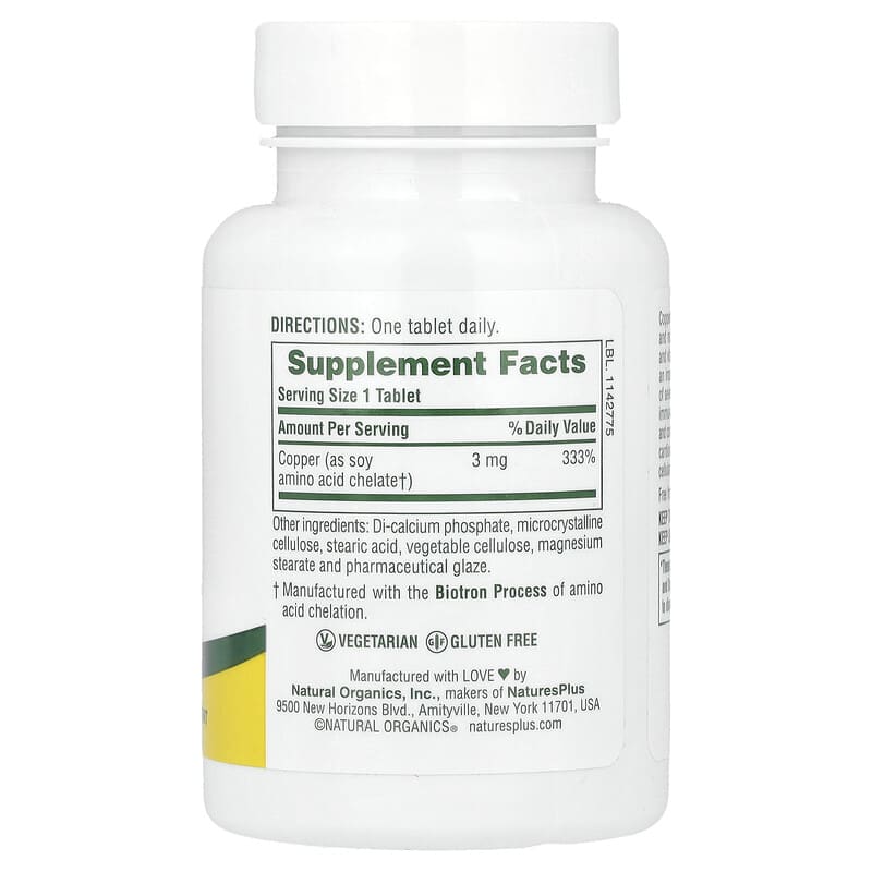 NaturesPlus, Copper, 3 mg, 90 Tablets