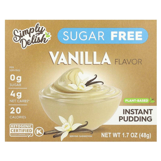 Natural Simply Delish, Plant-Based Instant Pudding, Sugar Free, Vanilla, 1.7 oz (48 g)