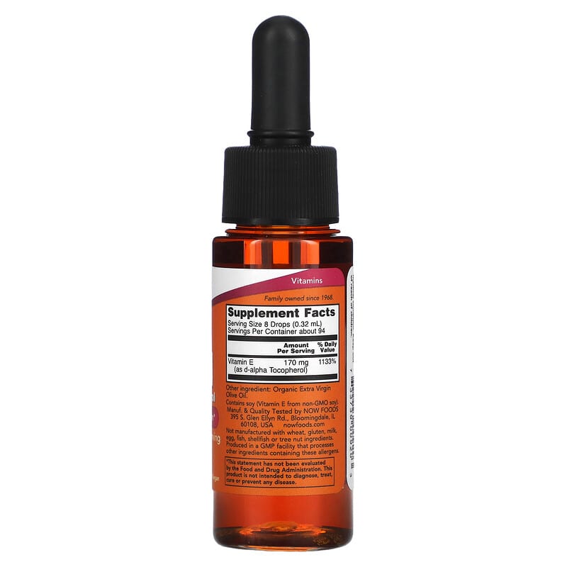 NOW Foods, Vitamin E-Oil, Antioxidant Protection, 170 mg, 1 fl oz (30 ml)