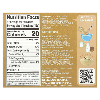 Natural Simply Delish, Plant-Based Instant Pudding, Sugar Free, Vanilla, 1.7 oz (48 g)