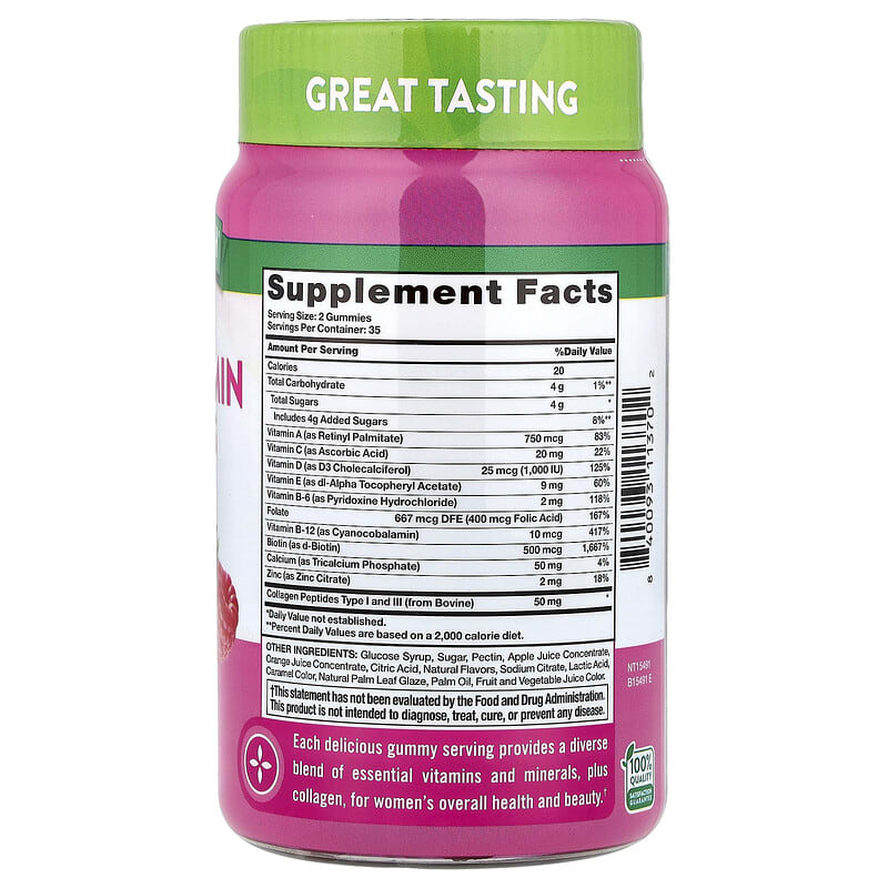 Nature's Truth, Women's Multivitamin Gummies + Collagen, Delicious Mixed Berry, 70 Gummies