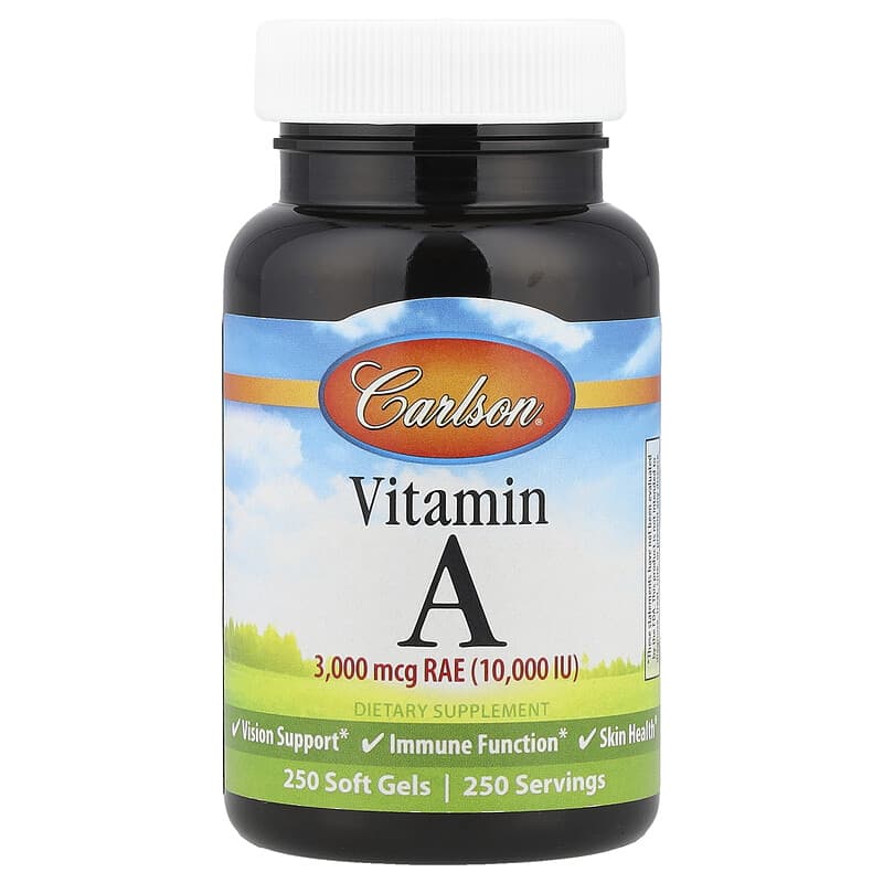 Carlson, Vitamin A, 3,000 mcg RAE (10,000 IU), 250 Soft Gels
