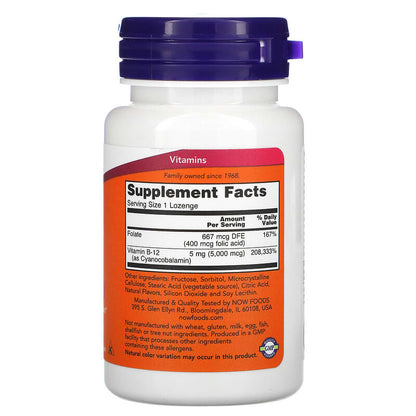 NOW Foods, B-12, 5,000 mcg, 60 Lozenges