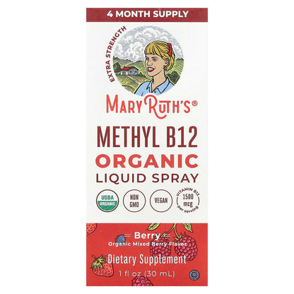 MaryRuth's, Organic Methly B12 Liquid Spray, Extra Strength, Berry, 1,500 mcg, 1 fl oz (30 ml)