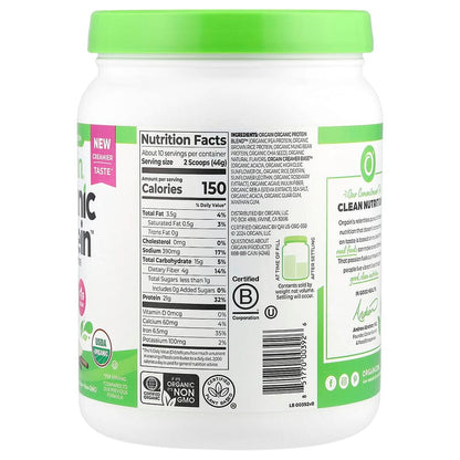 Orgain, Organic Protein™ Powder, Plant Based, Vanilla Bean, 1.02 lbs (462 g)