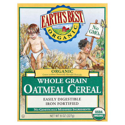 Earth's Best, Organic Whole Grain Oatmeal Cereal, 8 oz (227 g)