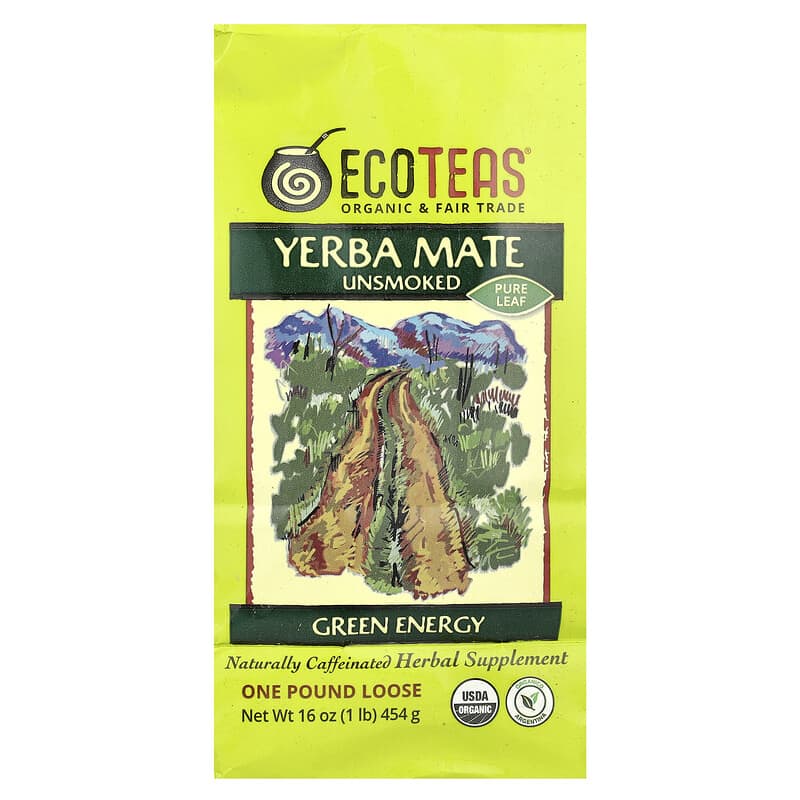 EcoTeas, Yerba Mate Pure Leaf Loose Tea, Unsmoked, Green Energy, 16 oz (454 g)