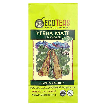 EcoTeas, Yerba Mate Pure Leaf Loose Tea, Unsmoked, Green Energy, 16 oz (454 g)