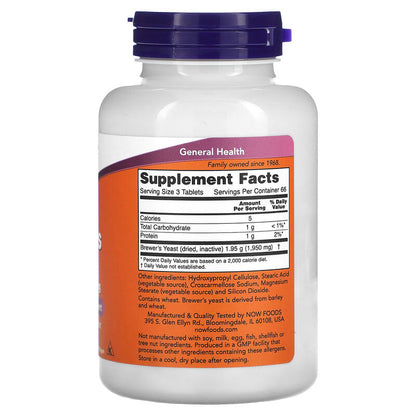 NOW Foods, Brewer's Yeast, 650 mg, 200 Tablets