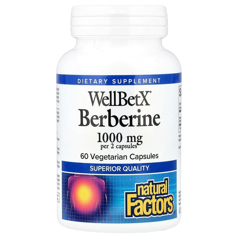Natural Factors, WellBetX® Berberine, 60 Vegetarian Capsules (500 mg per Capsule)