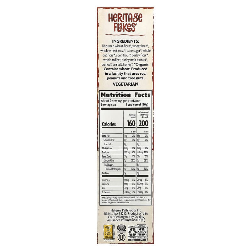 Nature's Path, Organic Heritage Flakes® Cereal, 13.25 oz (375 g)