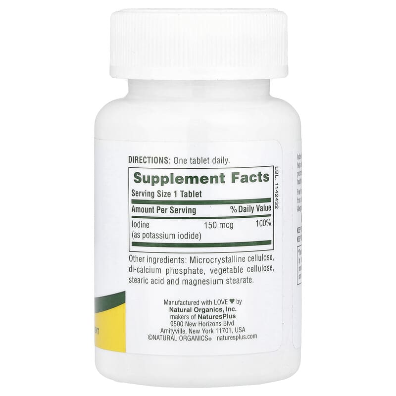 NaturesPlus, Iodine, Potassium Iodide, 150 mcg, 100 Tablets