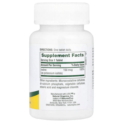 NaturesPlus, Iodine, Potassium Iodide, 150 mcg, 100 Tablets