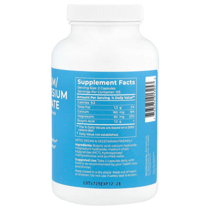 BodyBio, Calcium/Magnesium Butyrate, 250 Capsules