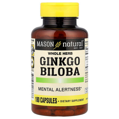 Mason Natural, Whole Herb Ginkgo Biloba, 125 mg, 180 Capsules